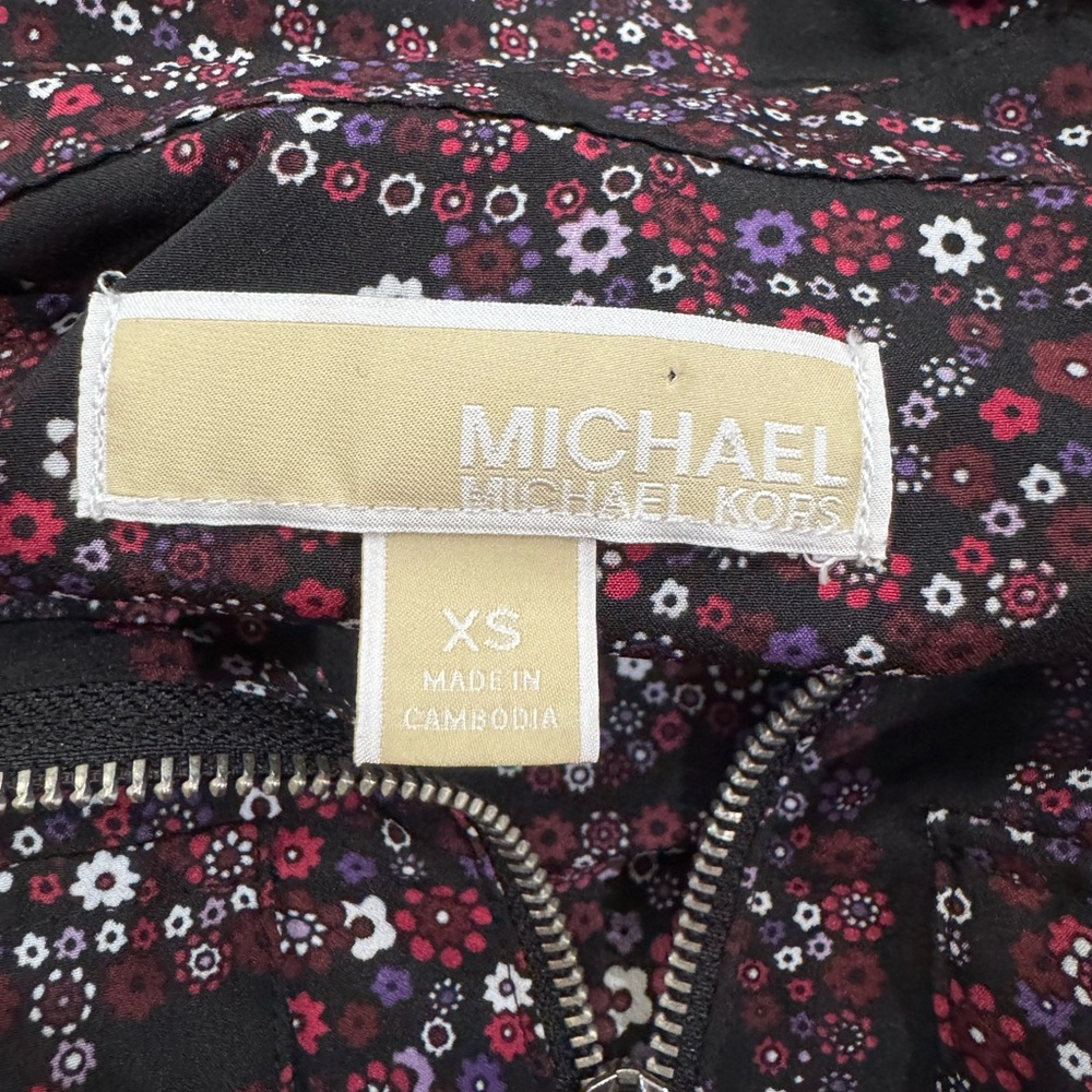 Michael Kors Zip Front Blouse XS – Burgundy Paisley Floral Print - Picture 6 of 6
